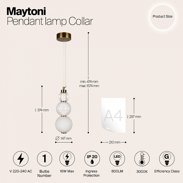 Светильник Maytoni P069PL-L16G3K