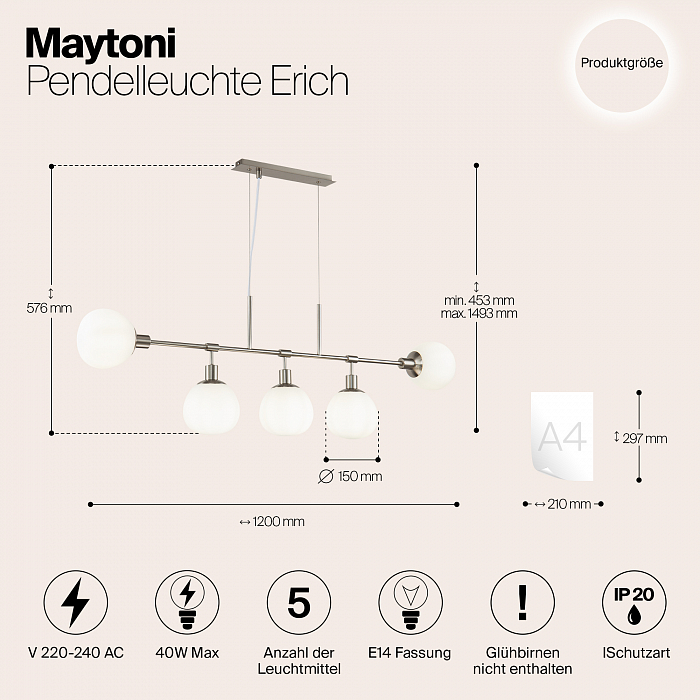 Светильник Maytoni MOD221-PL-05-N
