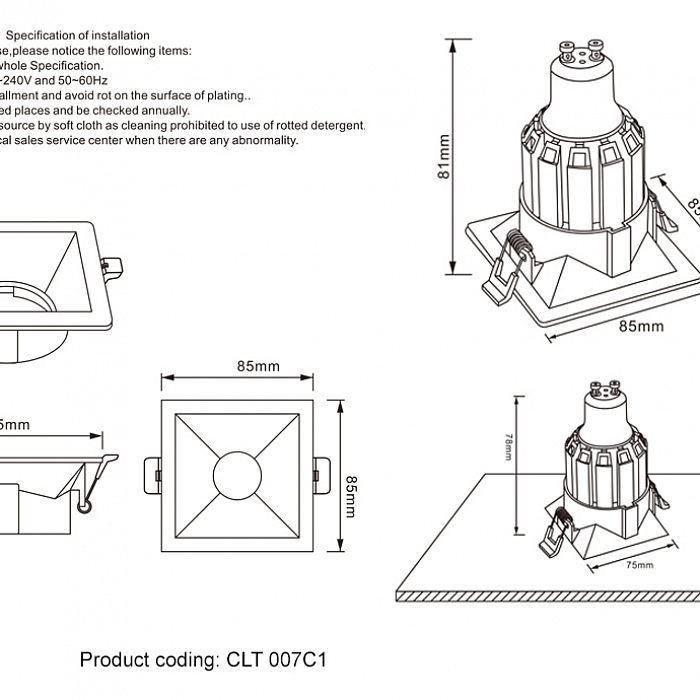 Светильник Crystal Lux CLT 007C1 WH